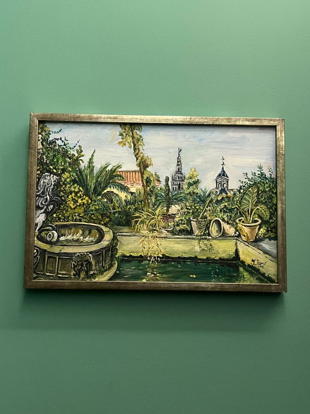 Pintura al óleo Jardines del Alcázar de Sevilla