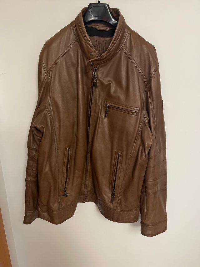 Chaqueta de piel hombre marrón