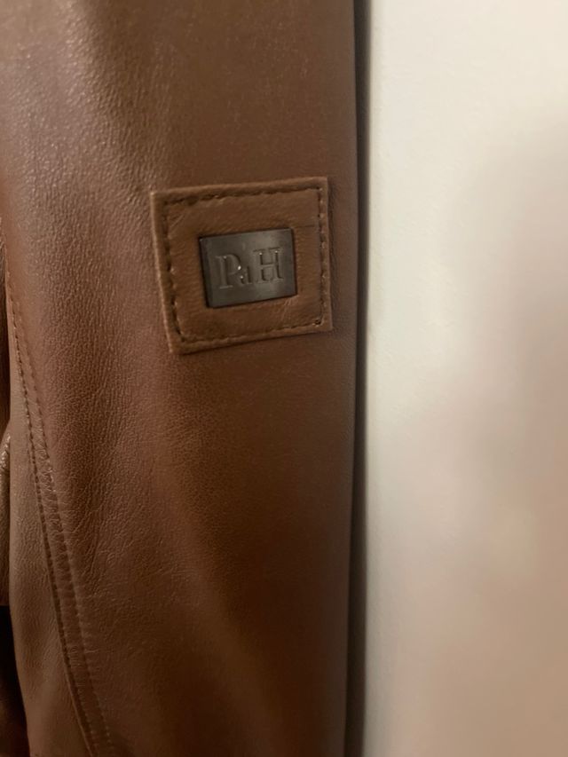 Chaqueta de piel hombre marrón