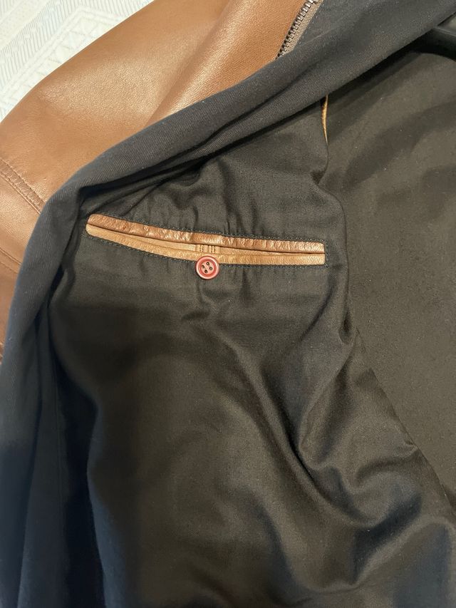 Chaqueta de piel hombre marrón