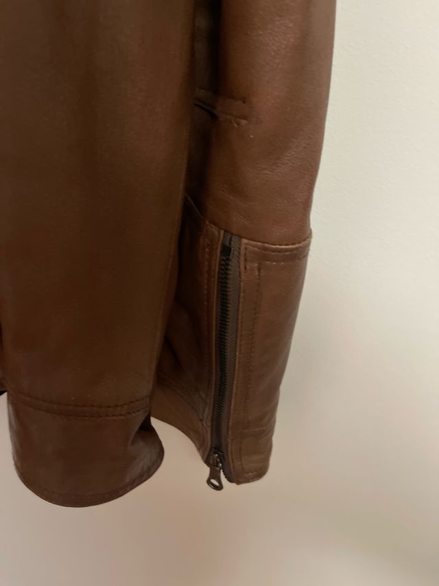 Chaqueta de piel hombre marrón