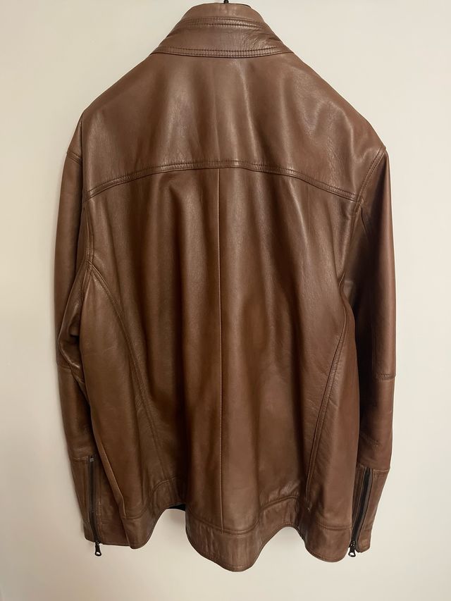 Chaqueta de piel hombre marrón