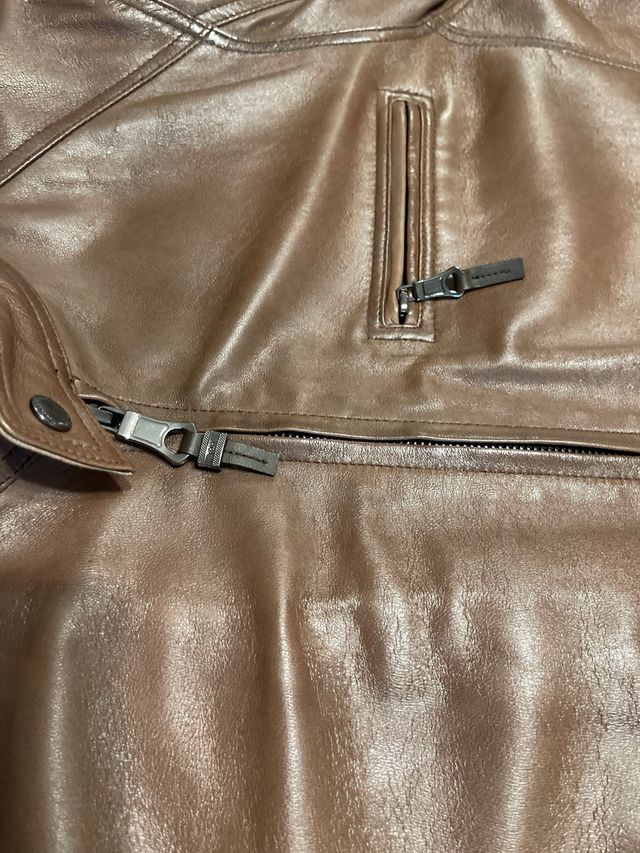 Chaqueta de piel hombre marrón