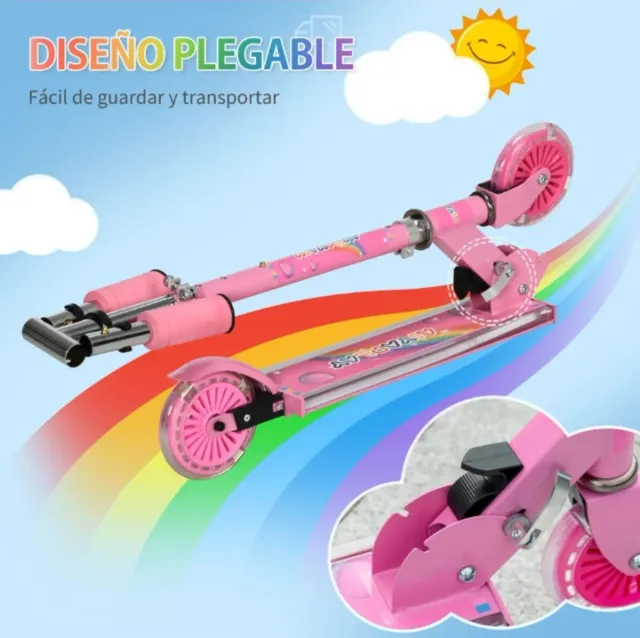 Patinete infantil rosa luces y sonido