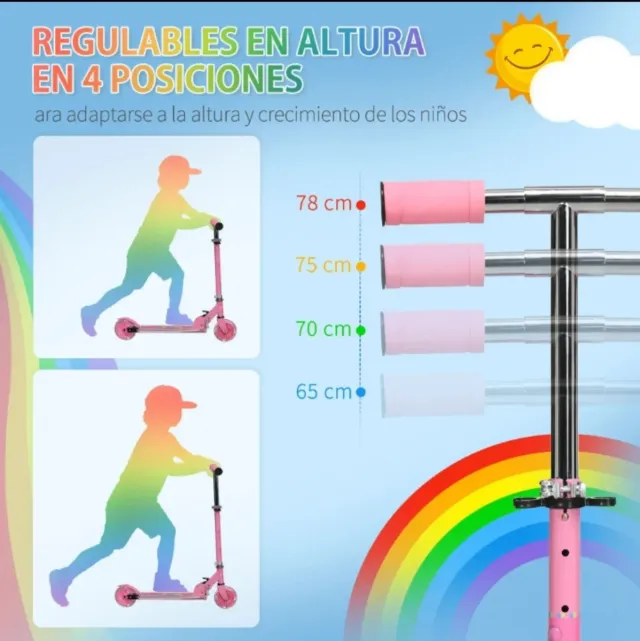 Patinete infantil rosa luces y sonido