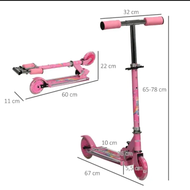 Patinete infantil rosa luces y sonido