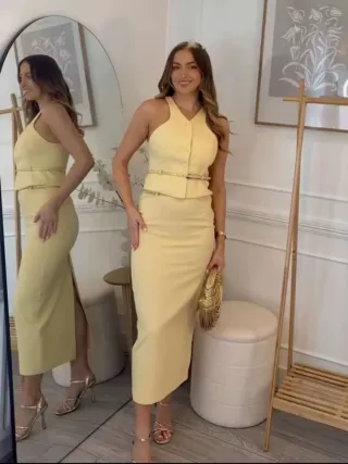 Conjunto Top y Falda Tubo Amarillo