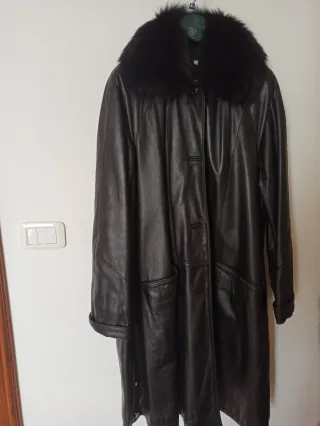 Cappotto in pelle con pelliccia amovibile tg 42