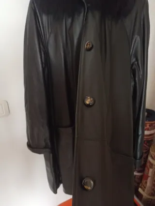Cappotto in pelle con pelliccia amovibile tg 42