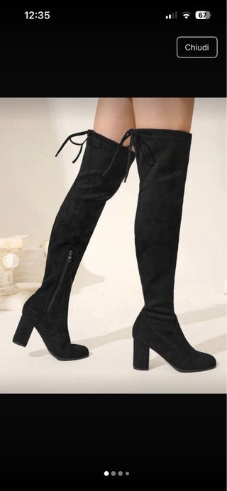 Stivali alti in velluto con tacco