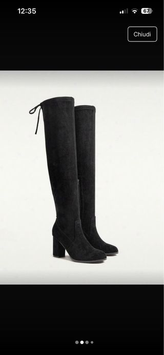 Stivali alti in velluto con tacco