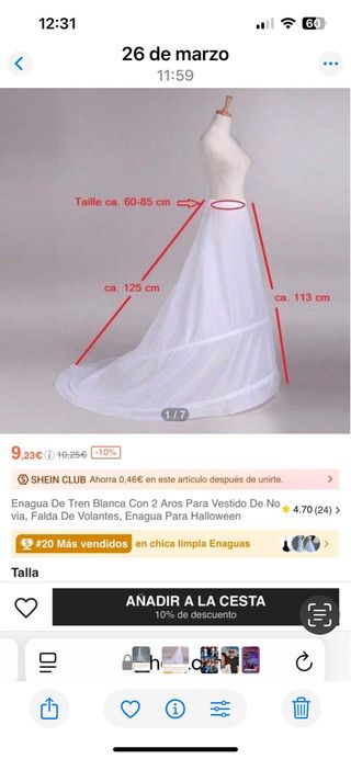 Enagua de novia con 2 aros