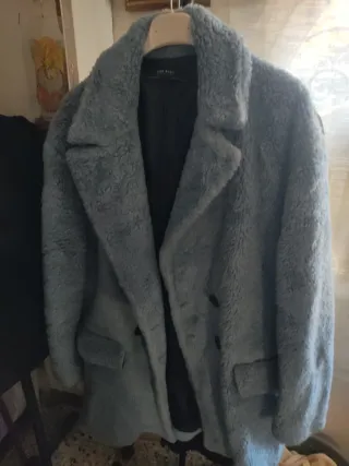 Cappotto Zara Blu Peloso Taglia M