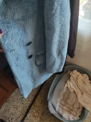 Cappotto Zara Blu Peloso Taglia M