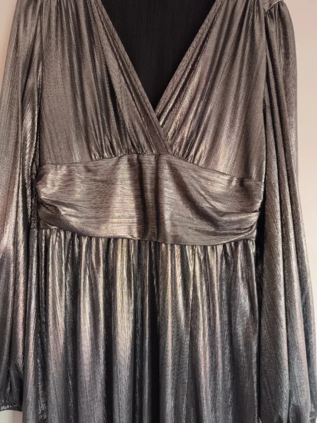 Vestido largo fiesta plateado