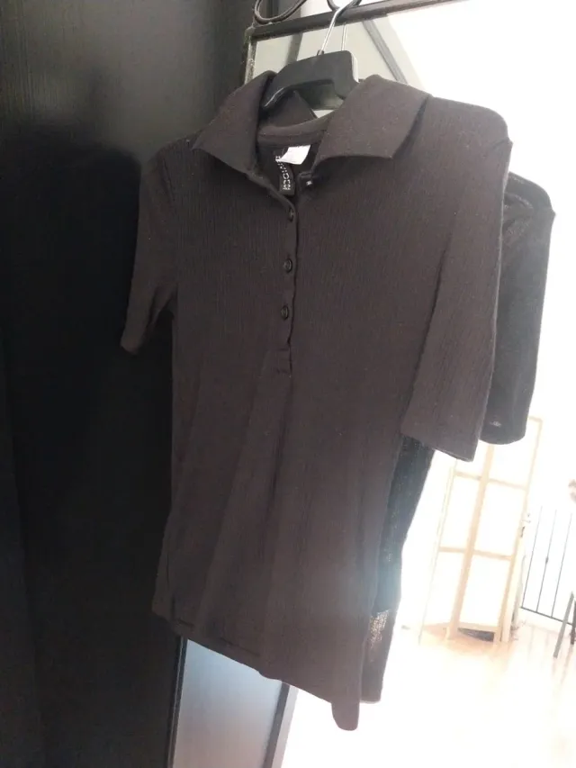 Polo crop top H&M nero taglia S