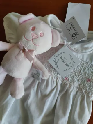 Pagliaccetto bimba bianco con orsetto