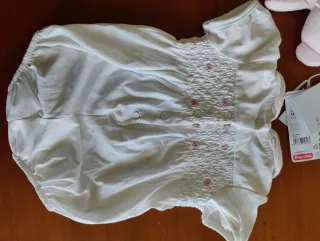 Pagliaccetto bimba bianco con orsetto