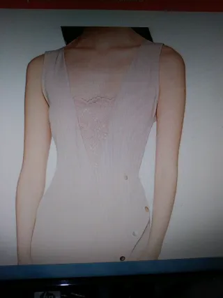 Vestido de fiesta beige y rosa