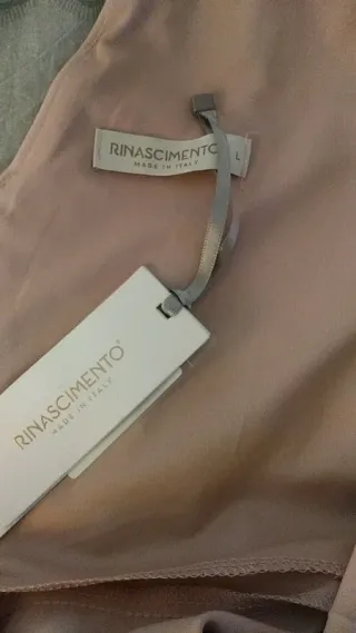 Vestido de fiesta beige y rosa