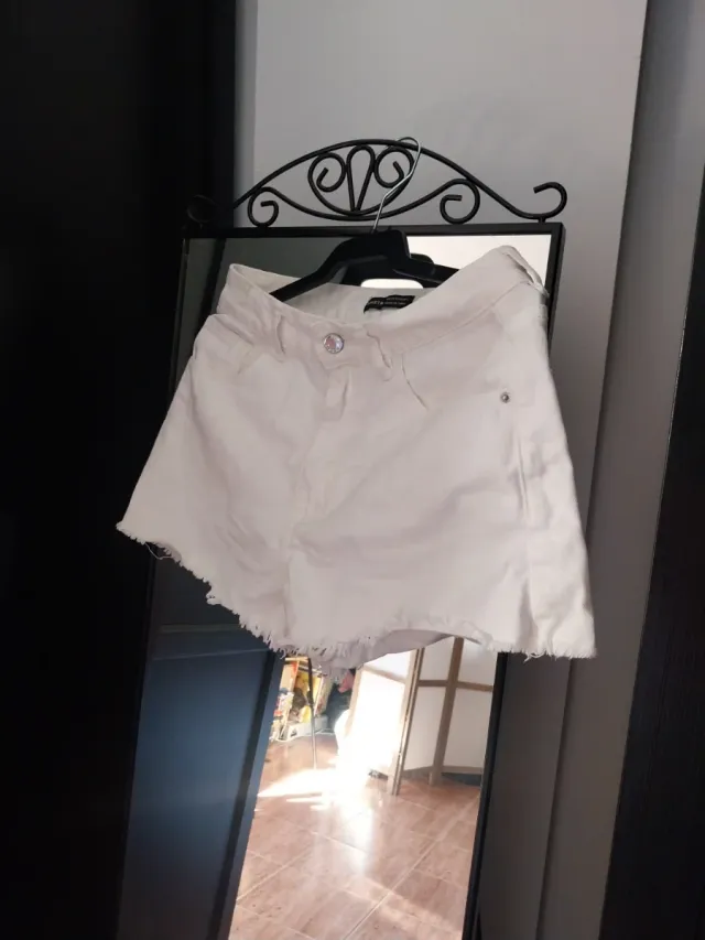 Shorts in denim bianco Shein Taglia S