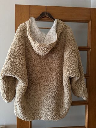 Abrigo reversible lana beige y blanco