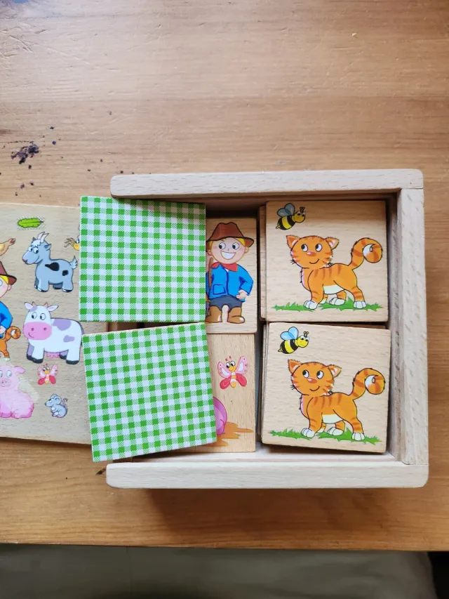 Juego Memory Madera Animales Granja