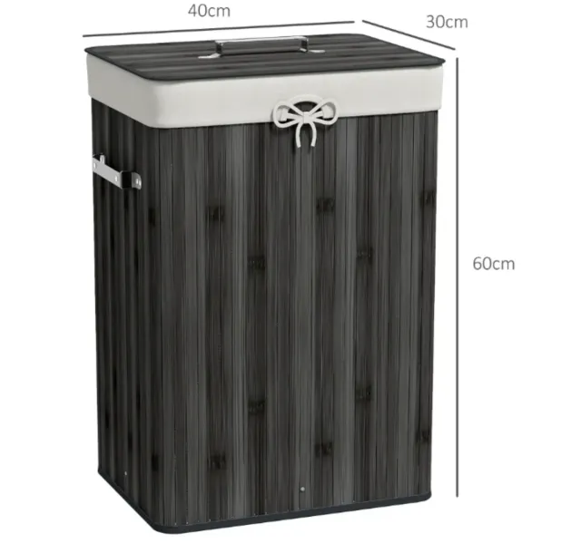 Cesto de ropa de bambú y tela