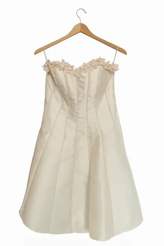 Vestido satén marfil tipo corsé