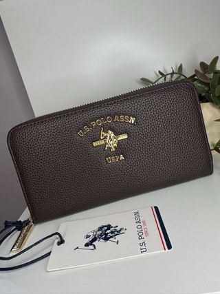 Cartera U.S. Polo Assn. Marrón y Dorada