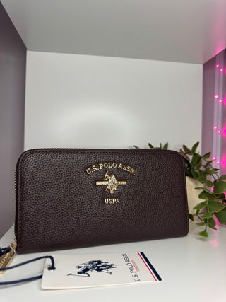 Cartera U.S. Polo Assn. Marrón y Dorada