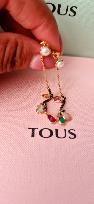 Pendientes Tous Oro y Gemas Multicolor