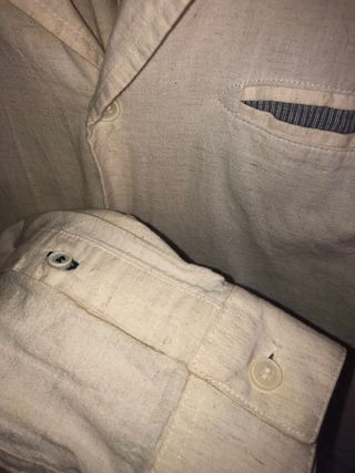 Camisa PULL&BEAR Beige Cuello Mao