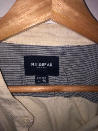 Camisa PULL&BEAR Beige Cuello Mao