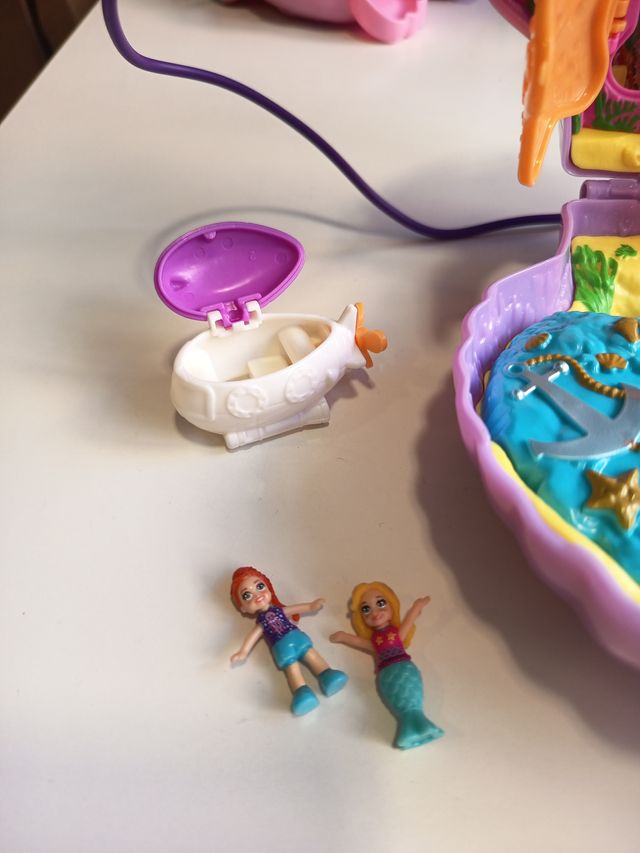 Polly Pocket Concha Morada Estrellas Corazones