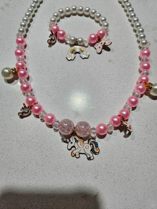 Collar y pulsera unicornio infantil