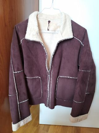 Cazadora ante marrón forro borreguito