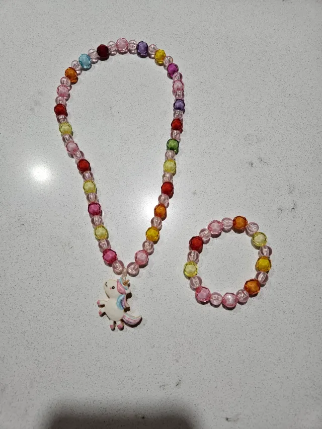 Collar y pulsera unicornio colores