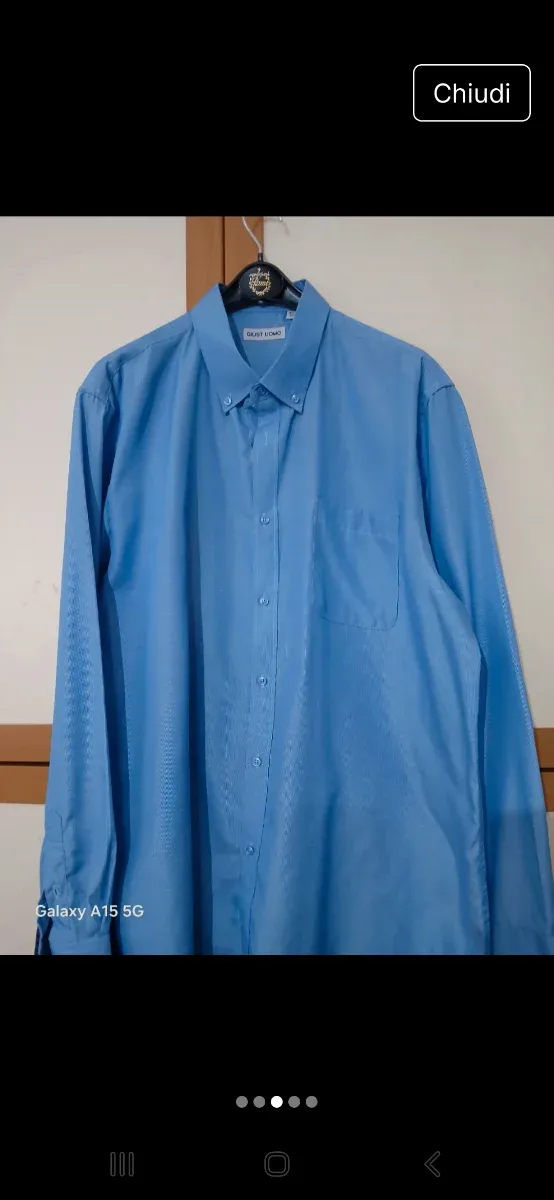 Completo uomo camicia blu e pantaloni neri