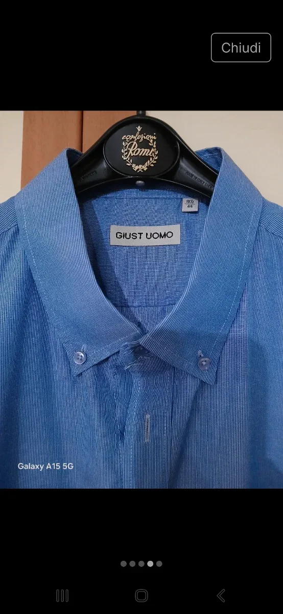 Completo uomo camicia blu e pantaloni neri