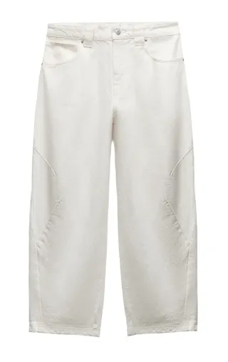 Pantalón Zara Barrel Cropped Tiro Medio,100% algod