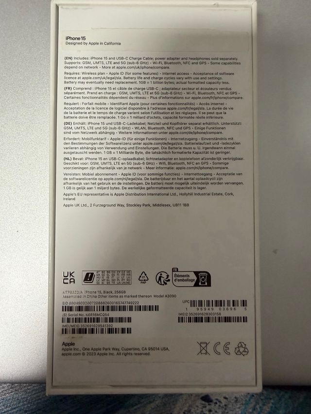 Scatola originale per iPhone 15