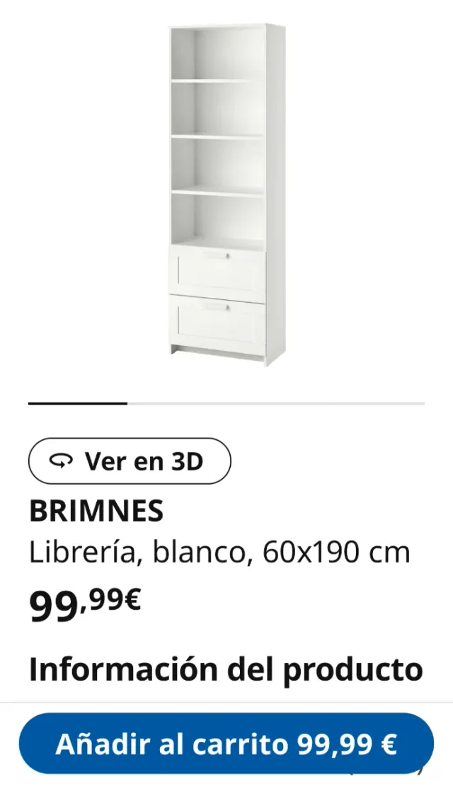 Librería Brimnes Ikea Blanca
