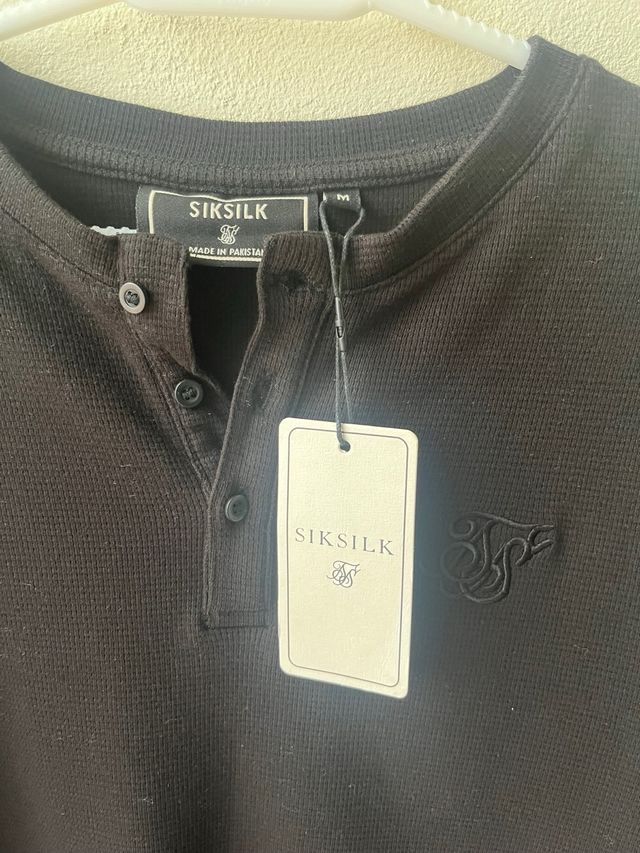 Camiseta Henley SikSilk Negra Talla M