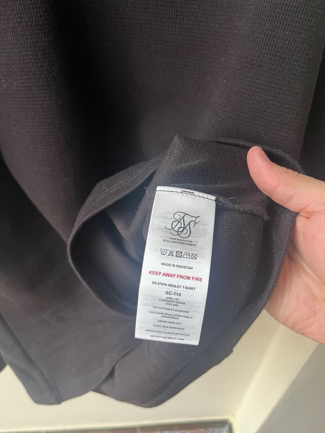 Camiseta Henley SikSilk Negra Talla M