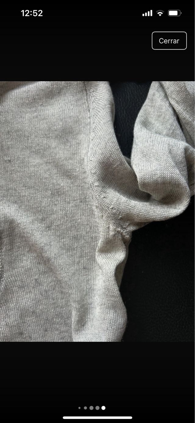 Jersey fino gris y blanco con encaje