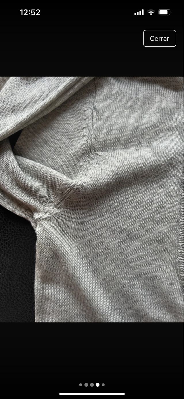 Jersey fino gris y blanco con encaje