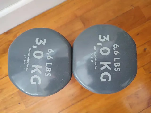 2 mancuernas de 3 kg cada una