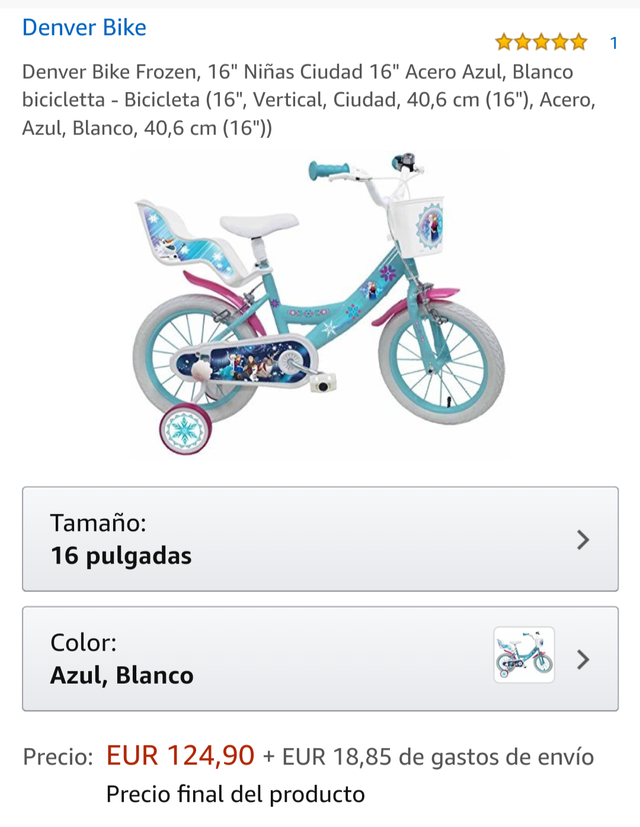 Bicicleta 16 Frozen con ruedines
