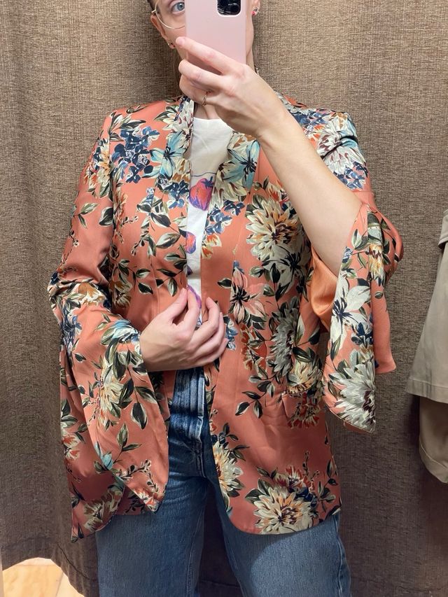 Blazer Kimono Zara Estampado Floral